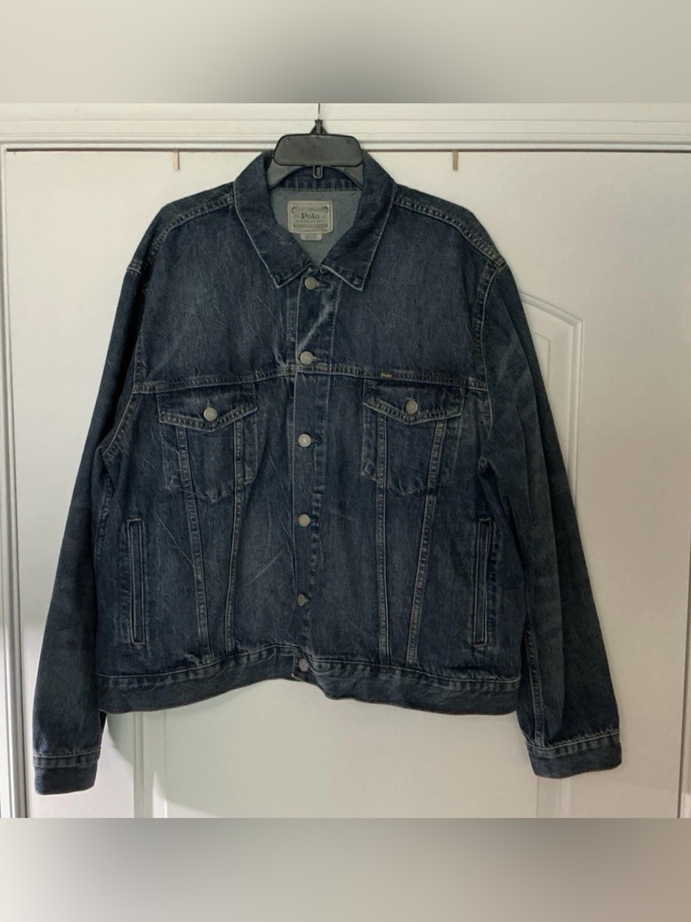 Size XXL - Polo Ralph Lauren Medium Wash Distressed Denim Jean Trucker Jacket